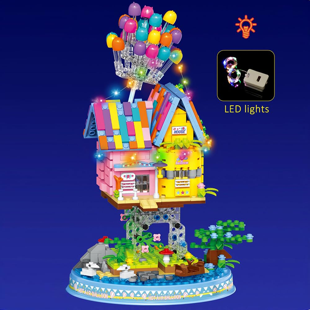 YEIBOBO !The balloon flying house building block set has 931 particles and a light beam. It is suitable for children over 6 years old or adults. It is the best choice for home decoration or gift giving.