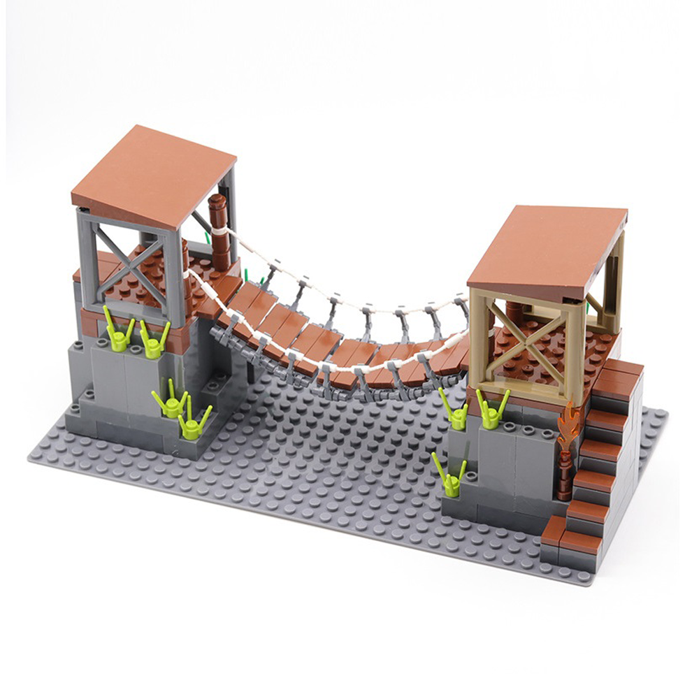 YEIBOBO ! DIY Military Series Building Bricks Model Set, Simulation Military War Scene Equipment Accessories for Kids 6+ (Small Suspension Bridge-151pcs)