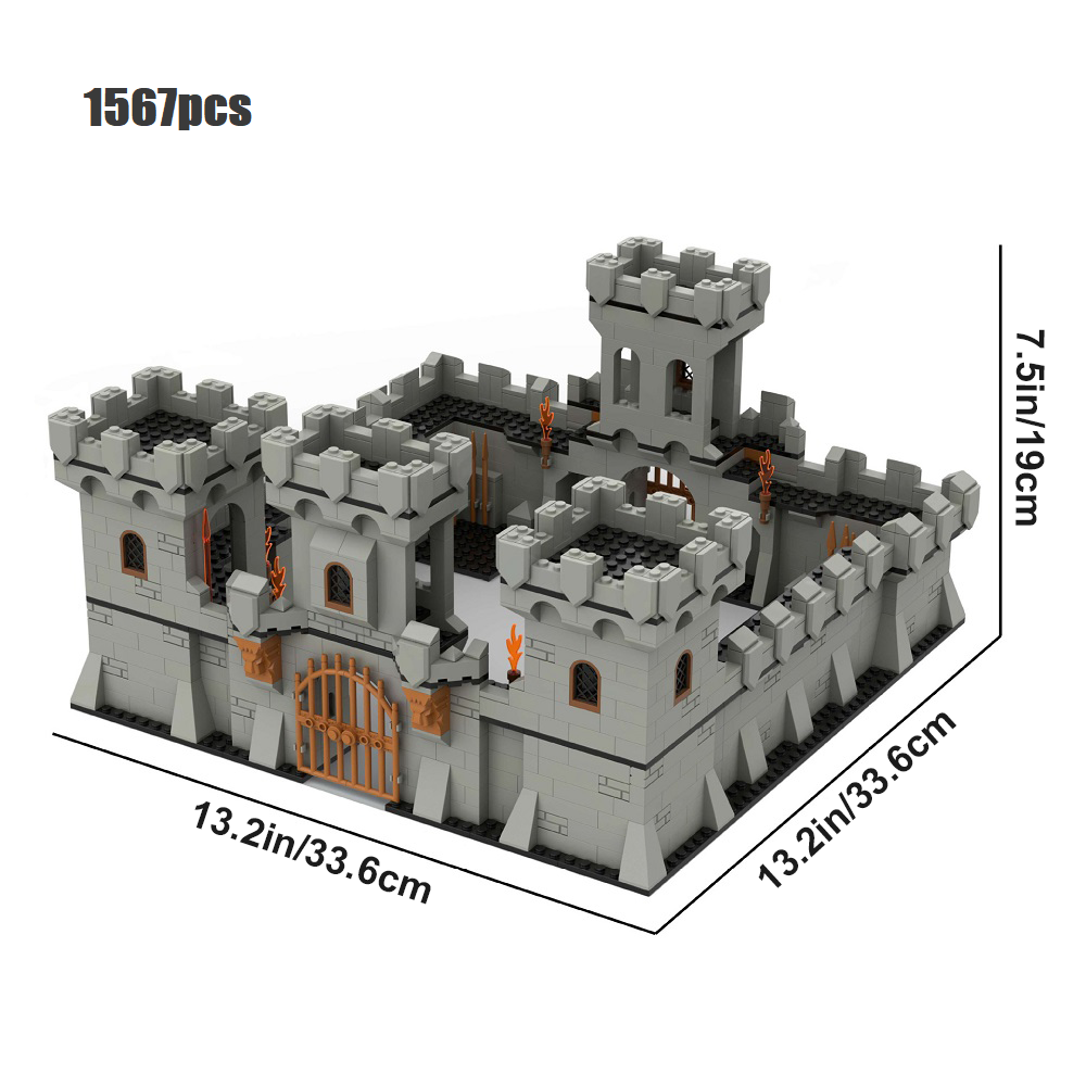 YEIBOBO ! DIY Military Series Building Bricks Model Set, Simulation Military War Scene Equipment Accessories for Kids 6+ (Medieval Wall-1567pcs)