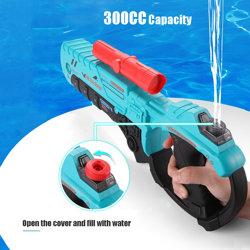 YEIBOBO ! 3-in-1 Electric Water Gun for Kids & Adults with 300CC+1000CC+Unlimited Capacity, Long Distance Up to 33 FT Range, Swimming Pool Beach Water War Party Games (Blue)