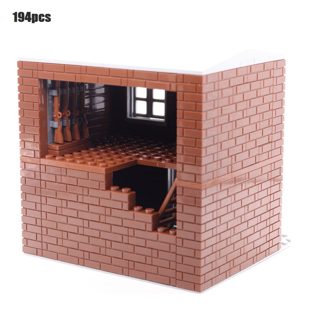 YEIBOBO ! DIY Military Series Building Bricks Model Set, Simulation Military War Scene Equipment Accessories for Kids 6+ (Ruined Mansion-194pcs)