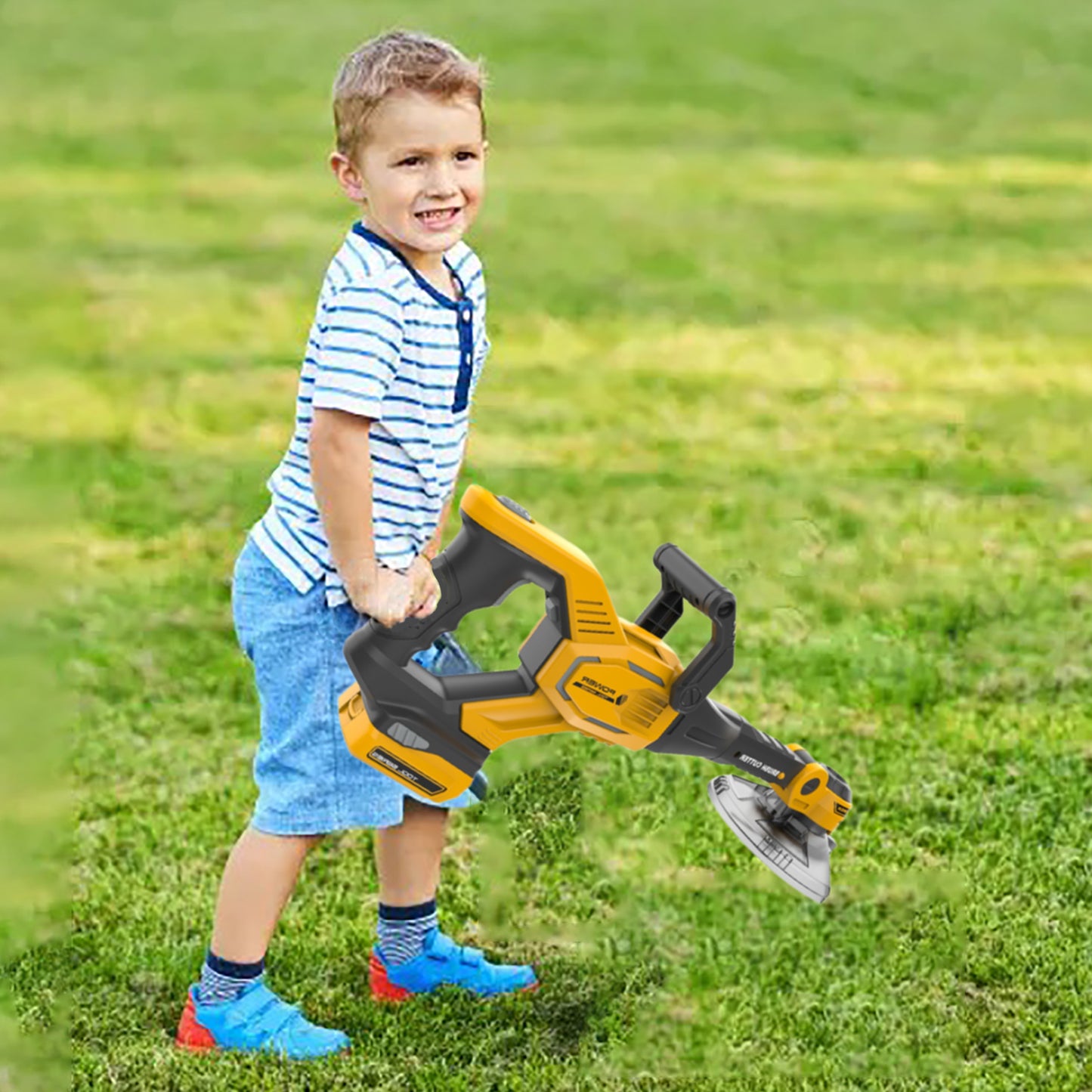 YEIBOBO ! Weed Trimmer Tool for Kids with Rake Shovel Scissors, Realistic Power Tools for Boy with Lights and Sounds, Pretend Play Toy T019