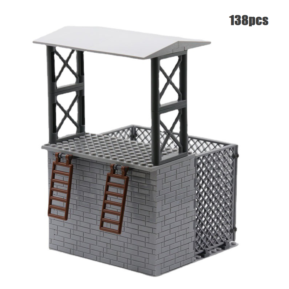 YEIBOBO ! DIY Military Series Building Bricks Model Set, Simulation Military War Scene Equipment Accessories (Iron Net Building-138pcs)