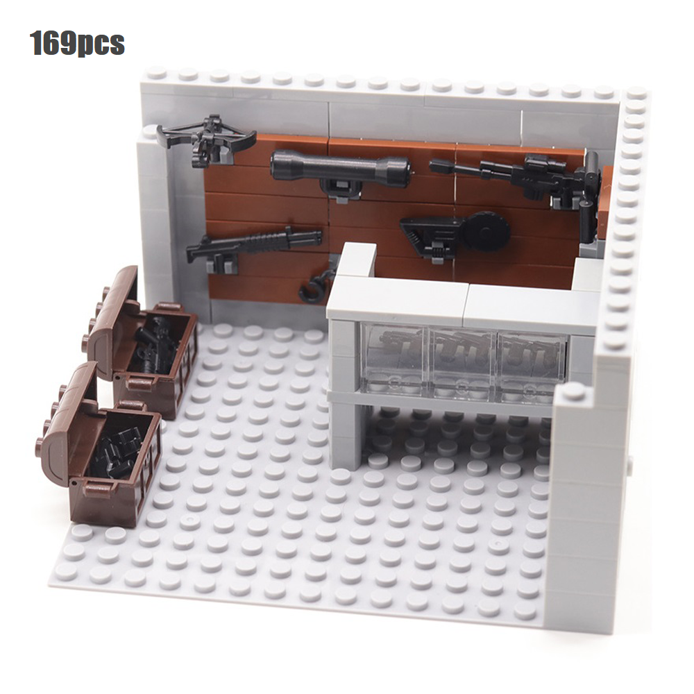 YEIBOBO ! DIY Military Series Building Bricks Model Set, Simulation Military War Scene Equipment Accessories (Weapon Shop-169pcs)