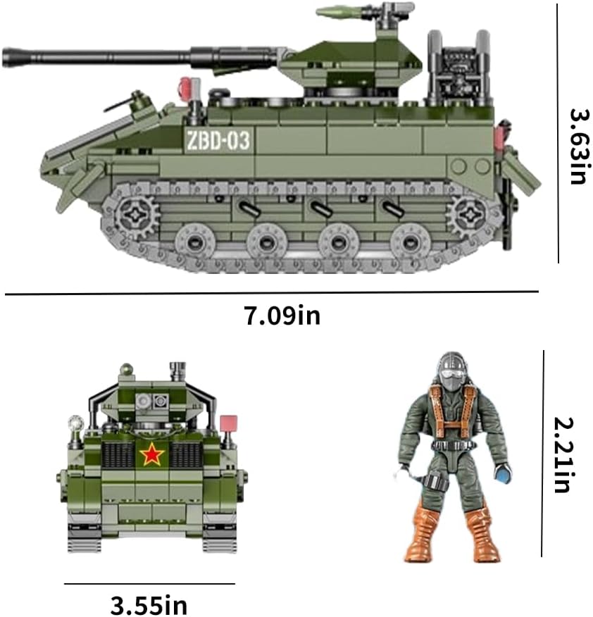 YEIBOBO ! !Military Tank Building Blocks Set with Soldier Figures, 572PCS Tank Destroyer Vehicle Building Kit, Historical Collection Model for Boys Adult XJ-820A