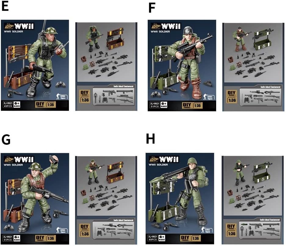 YEIBOBO ! Army Men Set Military Action Figures Mini Soldier Model Toys (WWII US Army XJ-9921)