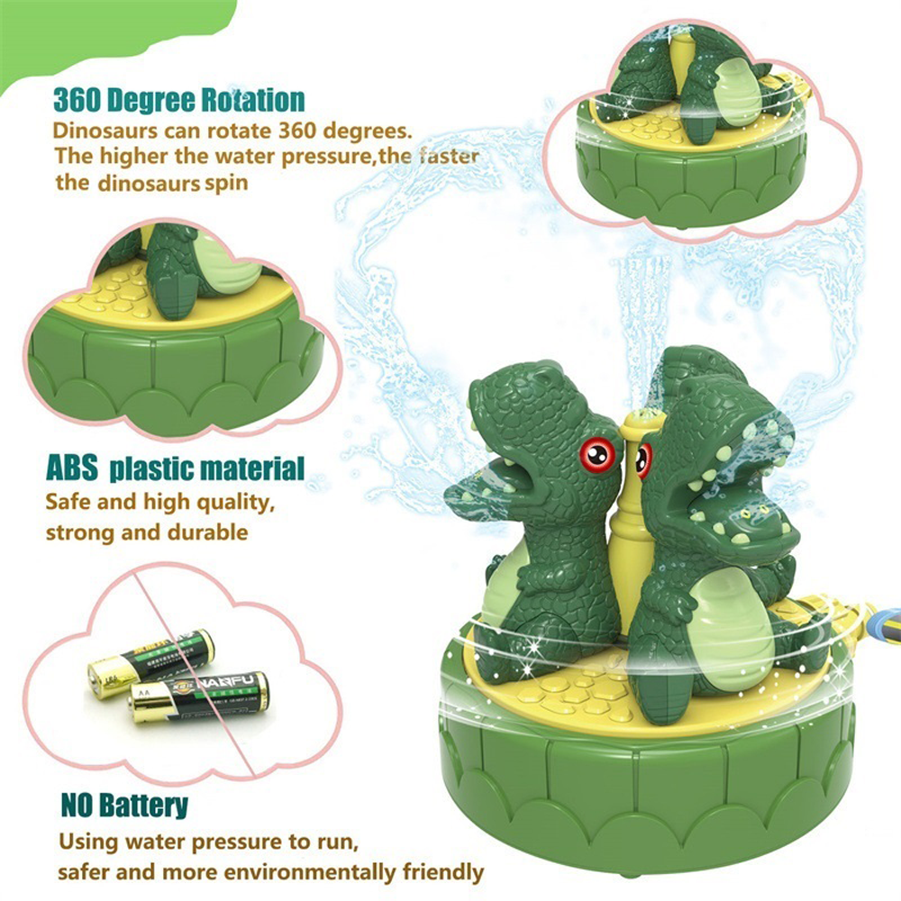 YEIBOBO ! Outdoor Water Spray Sprinkler for Kids and Toddlers 3+ Years Old Boy Girl, Summer Outside Toys Backyard Games, Compatible with Garden Hose (Dinosaur-Dark Green)