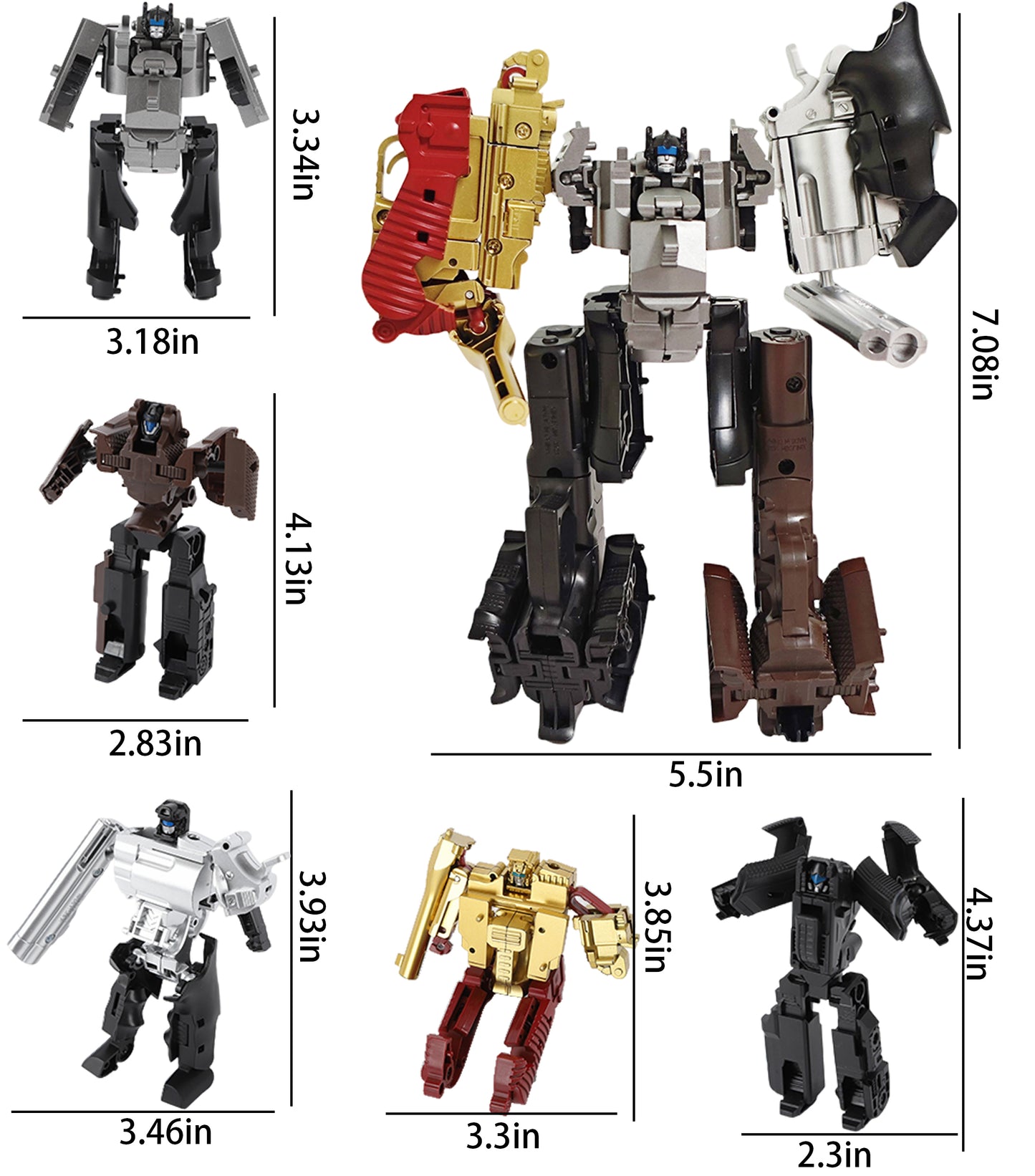 YEIBOBO ! mini Transforming Toys 5-in-1 Robot for Boys 4-12 Age