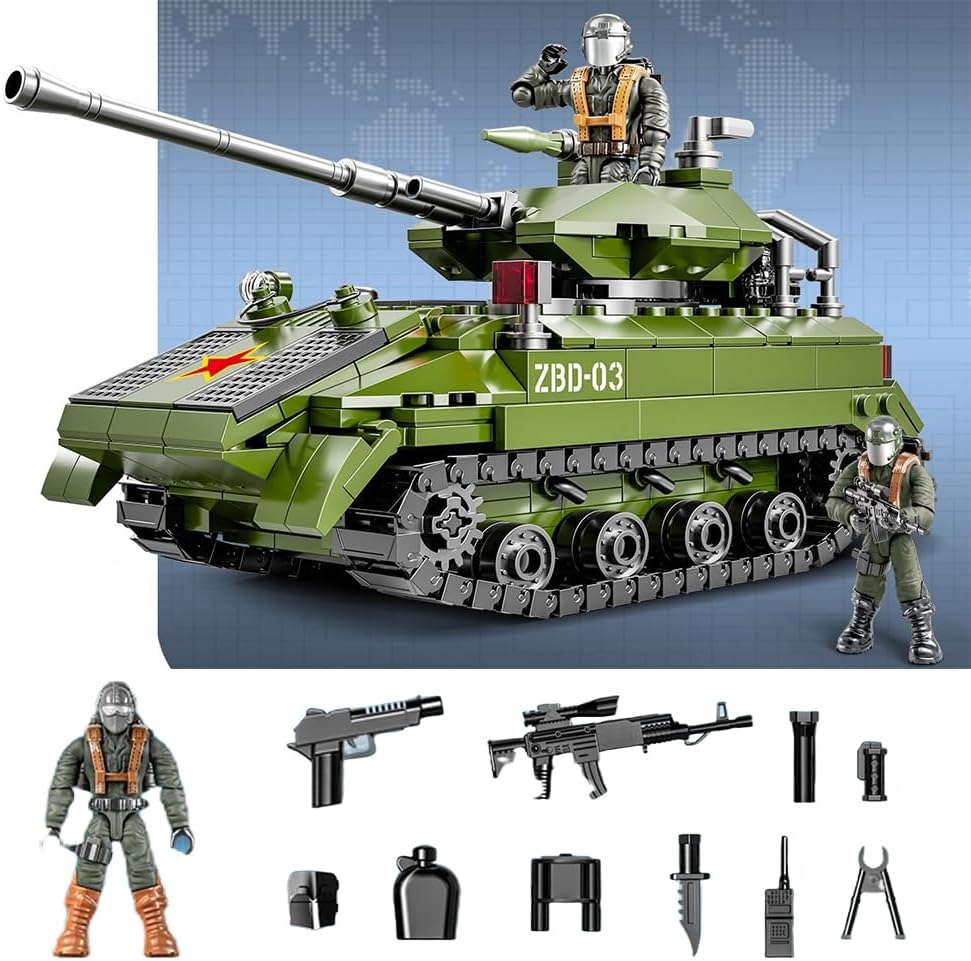 YEIBOBO ! !Military Tank Building Blocks Set with Soldier Figures, 572PCS Tank Destroyer Vehicle Building Kit, Historical Collection Model for Boys Adult XJ-820A