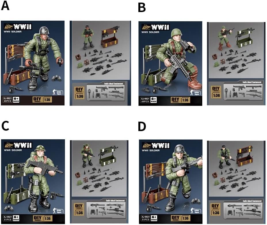 YEIBOBO ! Army Men Set Military Action Figures Mini Soldier Model Toys (WWII US Army XJ-9921)