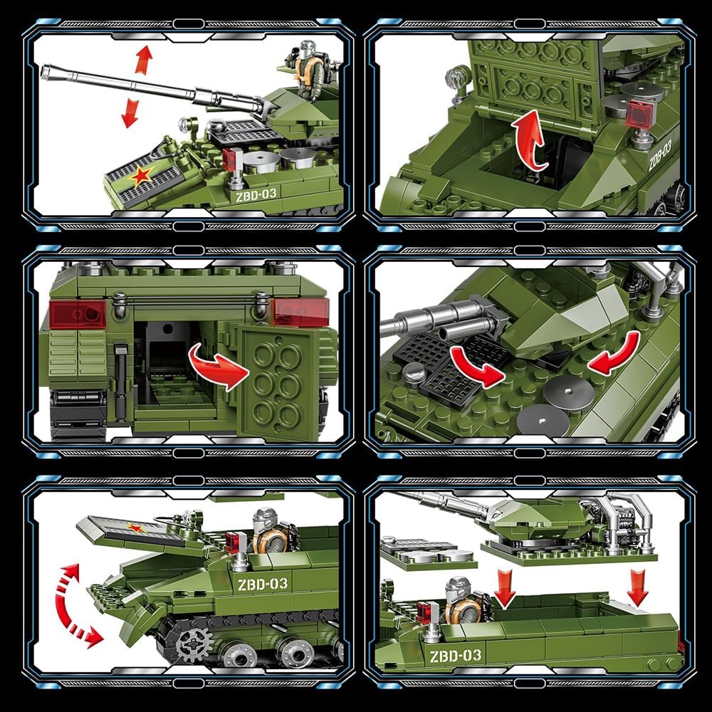 YEIBOBO ! !Military Tank Building Blocks Set with Soldier Figures, 572PCS Tank Destroyer Vehicle Building Kit, Historical Collection Model for Boys Adult XJ-820A