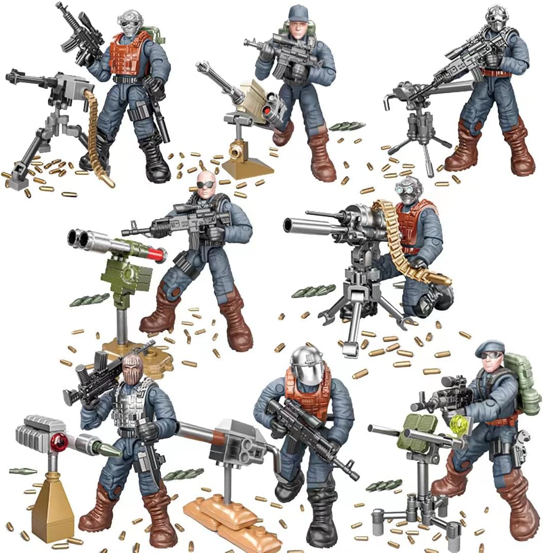 YEIBOBO ! Army Men Set SWAT Team Military Action Figures Mini Soldier Model Toys and Weapon Gear Accessories for Kids 6+ (Defence SWAT XJ-9920)