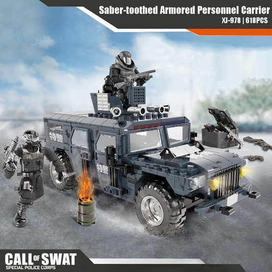 YEIBOBO ! Military Building Kit, Army Armored Vehicle Building Blocks Set with Action Figures - 618PCS (Saber-Toothed Armored Personnel Carrier XJ-792D)