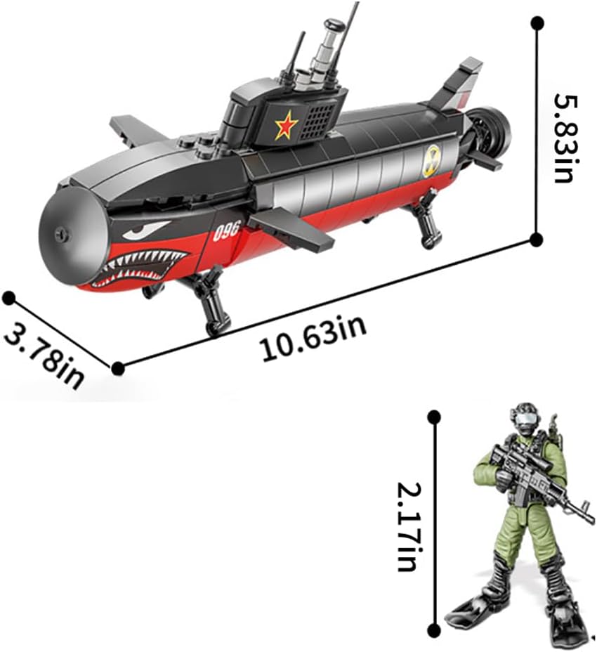 YEIBOBO ! Nuclear Submarine Building Block Sets, 1 : 20 Military Submarine Toys with Figure for Kids Adults, Boys Submarine Model Gifts XJ-823B (472PCS)