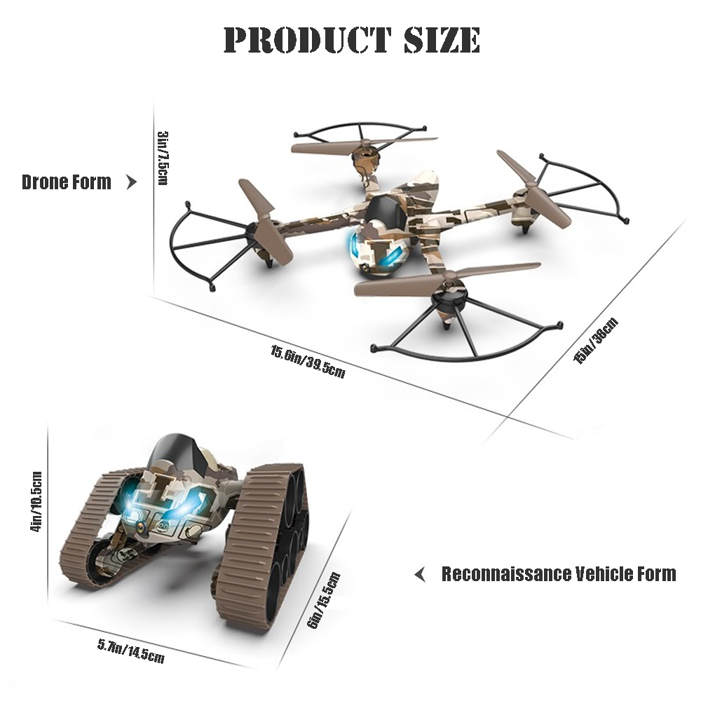 YEIBOBO ! 2-in-1 Transforming Scout Tank and 2.4G RC Quadcopter Drone with 300,000 Pixel HD Camera, Drones for Kids 8-12