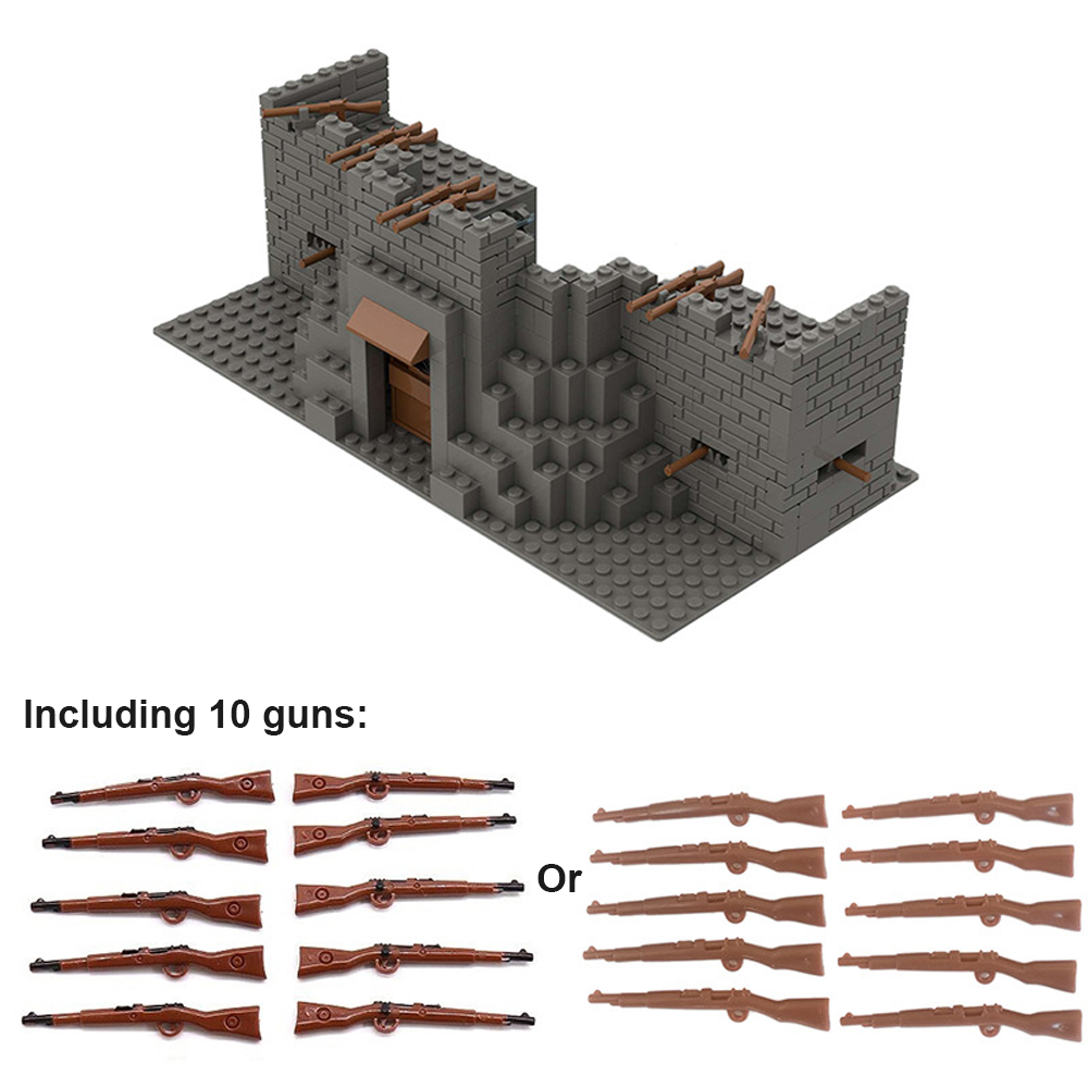 YEIBOBO ! DIY Military Series Building Bricks Model Set, Simulation Military War Scene Equipment Accessories for Kids 6+ (Rifle Fortress Scene-267pcs)