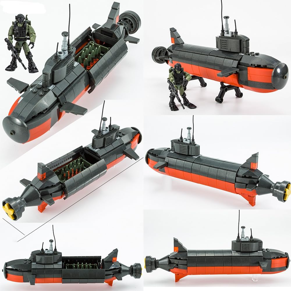 YEIBOBO ! Nuclear Submarine Building Block Sets, 1 : 20 Military Submarine Toys with Figure for Kids Adults, Boys Submarine Model Gifts XJ-823B (472PCS)