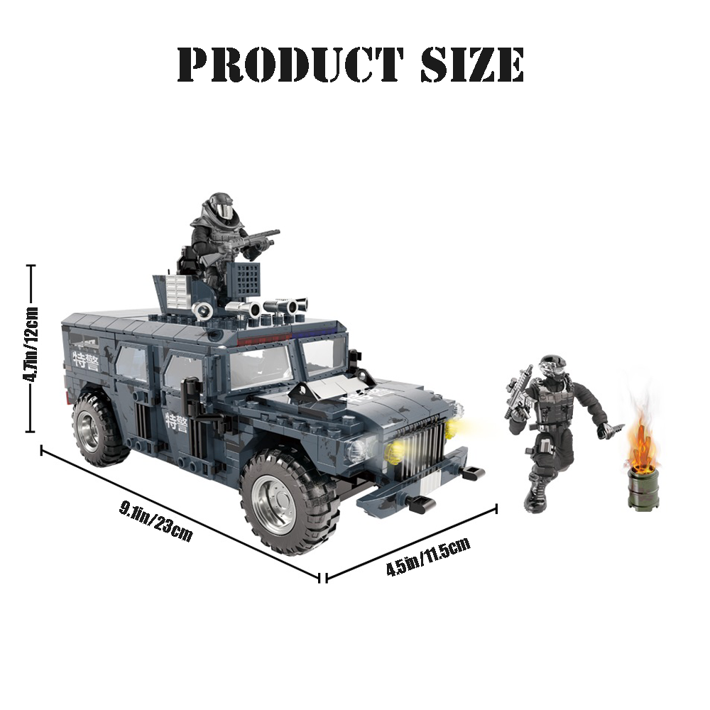 YEIBOBO ! Military Building Kit, Army Armored Vehicle Building Blocks Set with Action Figures - 618PCS (Saber-Toothed Armored Personnel Carrier XJ-792D)