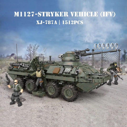 YEIBOBO ! Military Building Kit, Army Armored Vehicle Building Blocks Set with Action Figures - 1512PCS (M1127 - Stryker Vehicle (IFV) XJ-787A)