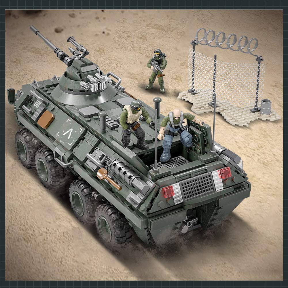 YEIBOBO ! Military Building Kit, Army Armored Vehicle Building Blocks Set with Action Figures - 1512PCS (M1127 - Stryker Vehicle (IFV) XJ-787A)