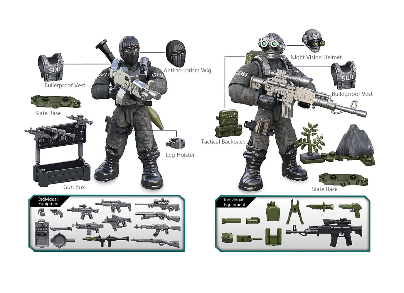 YEIBOBO ! Special Forces Mini Action Figure with Military Weapons and Accessories (Flying Tigers Team XJ-822)