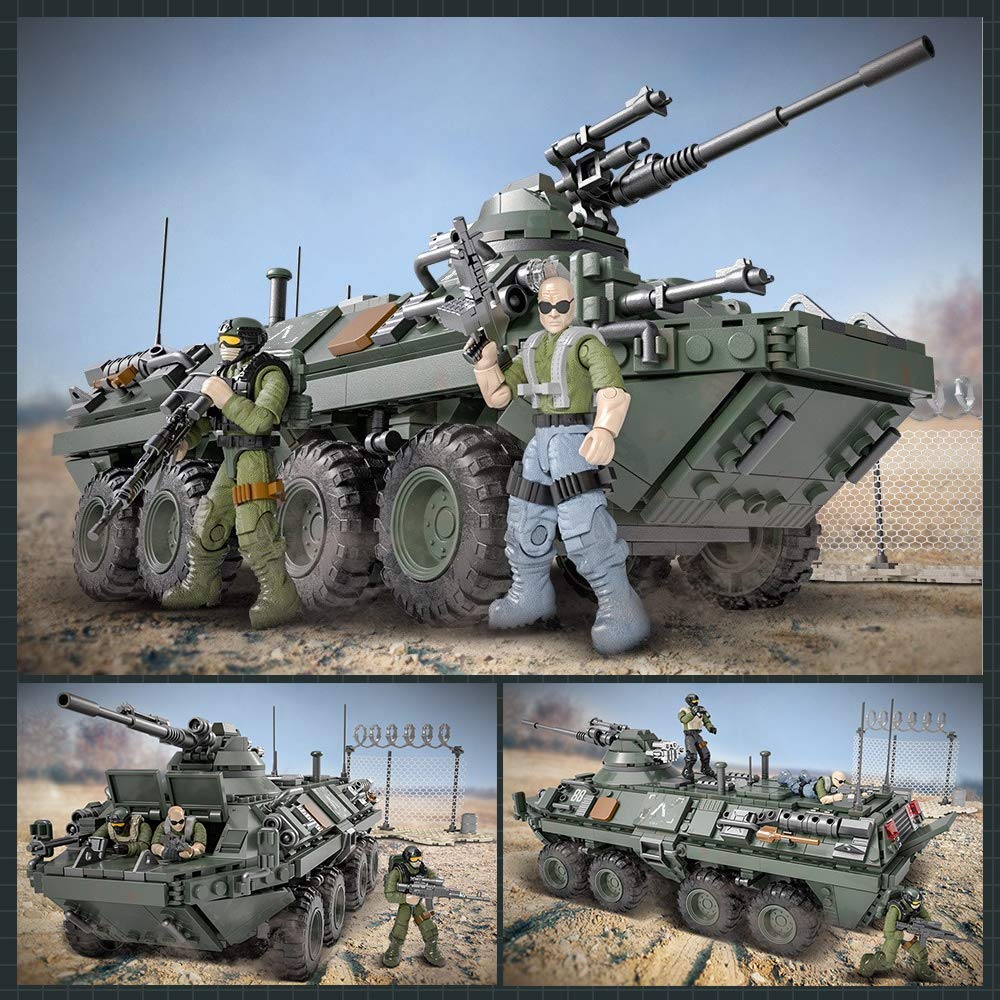 YEIBOBO ! Military Building Kit, Army Armored Vehicle Building Blocks Set with Action Figures - 1512PCS (M1127 - Stryker Vehicle (IFV) XJ-787A)