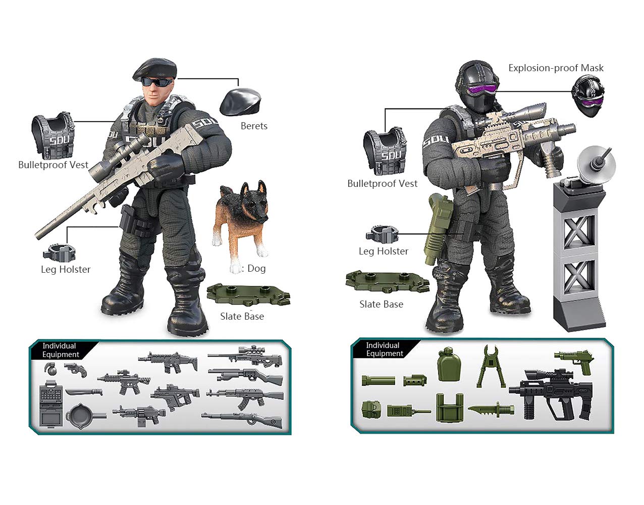 YEIBOBO ! Special Forces Mini Action Figure with Military Weapons and Accessories (Flying Tigers Team XJ-822)