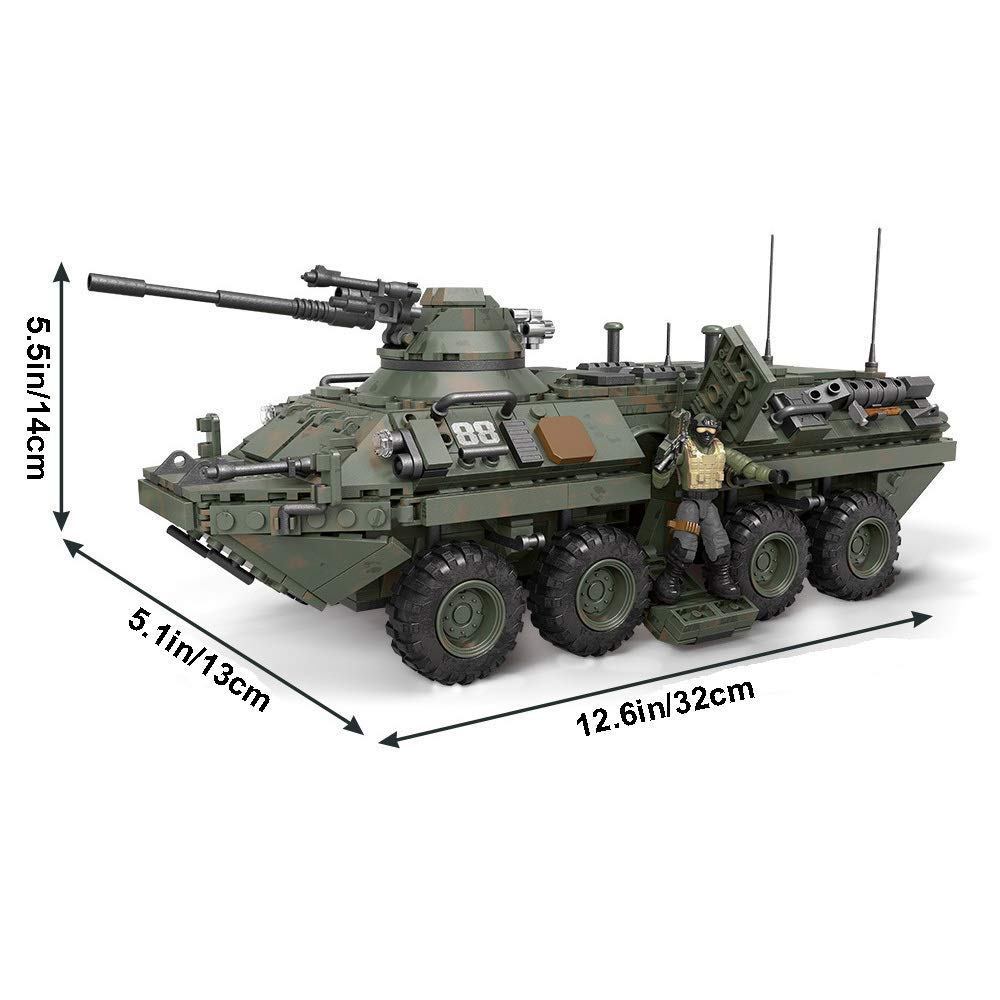 YEIBOBO ! Military Building Kit, Army Armored Vehicle Building Blocks Set with Action Figures - 1512PCS (M1127 - Stryker Vehicle (IFV) XJ-787A)